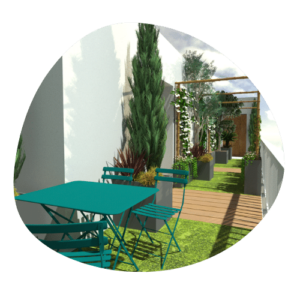 Plan de jardin sur terrasse parisienne 16 eme.