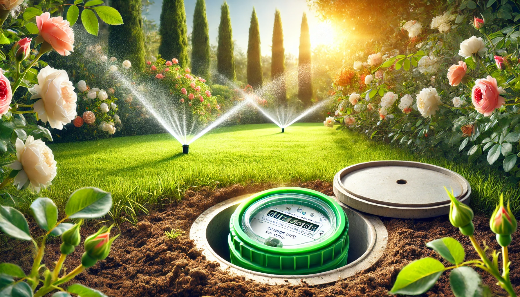 Compte d'eau vert pour arroser le jardin