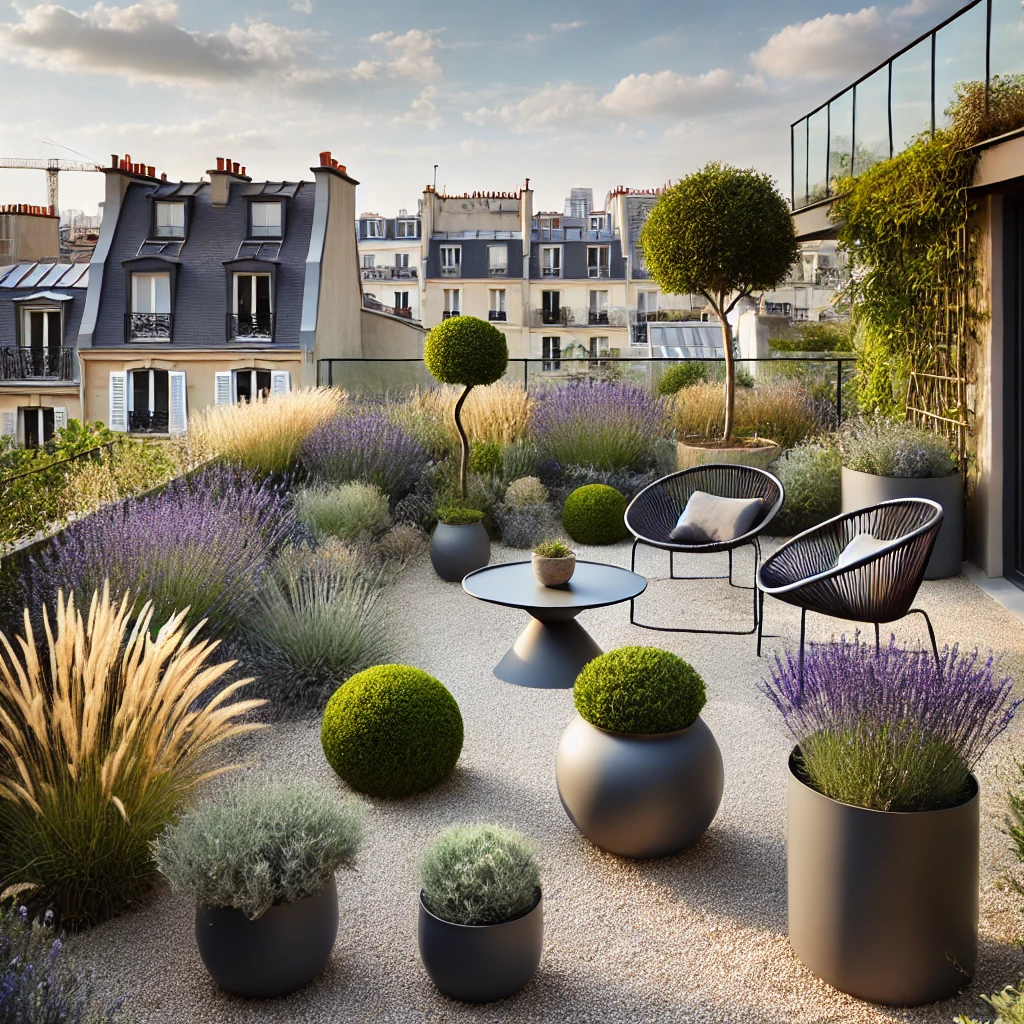 Jardin sec urbain avec design moderne