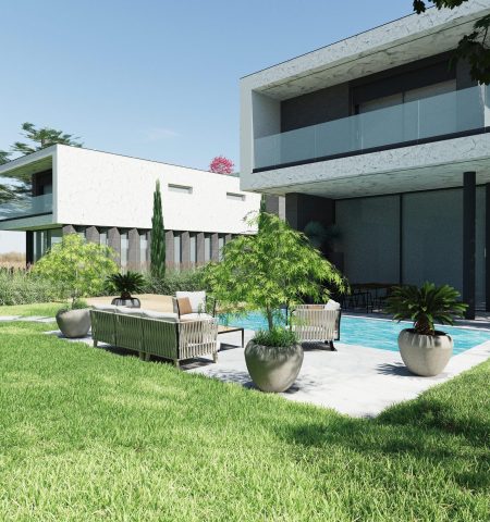 Plan de jardin 3D - Jardin moderne et épuré - Haut de Gamme